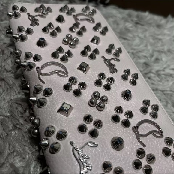 Authentic Christian Louboutin Long Wallet Zip Around Studs Pink - Picture 4 of 8